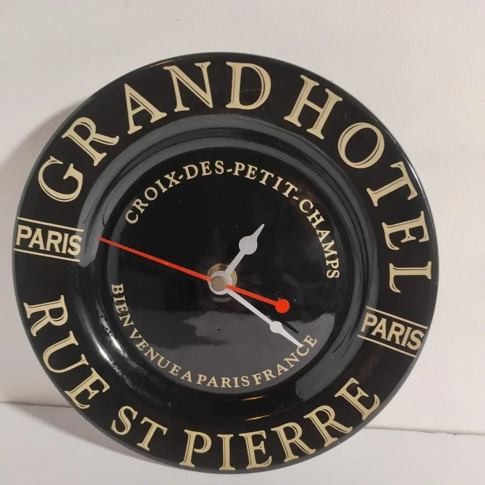 Grand Hotel Paris France Plate Clock Collectible Decor  Vintage Clock Tested